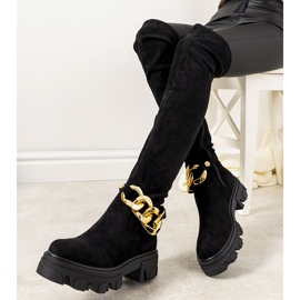 Crne čizme na debelom Alines potplatu crna 1
