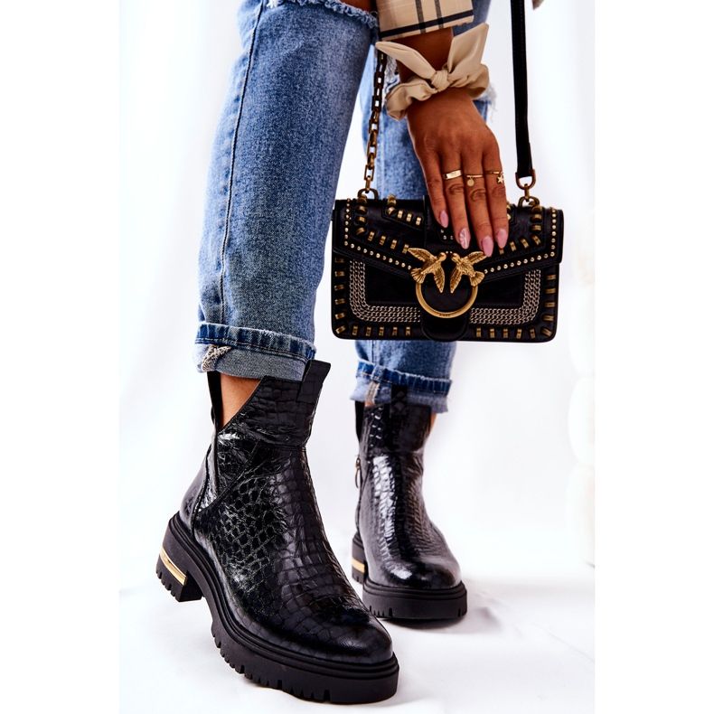 PA2 Kožne čizme Warm Crocodile Black Tanya crna 1