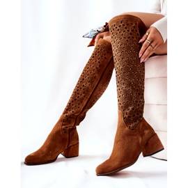 PA2 Smeđe čizme Hekilea od antilopa s ažurnim uzorkom smeđa 1