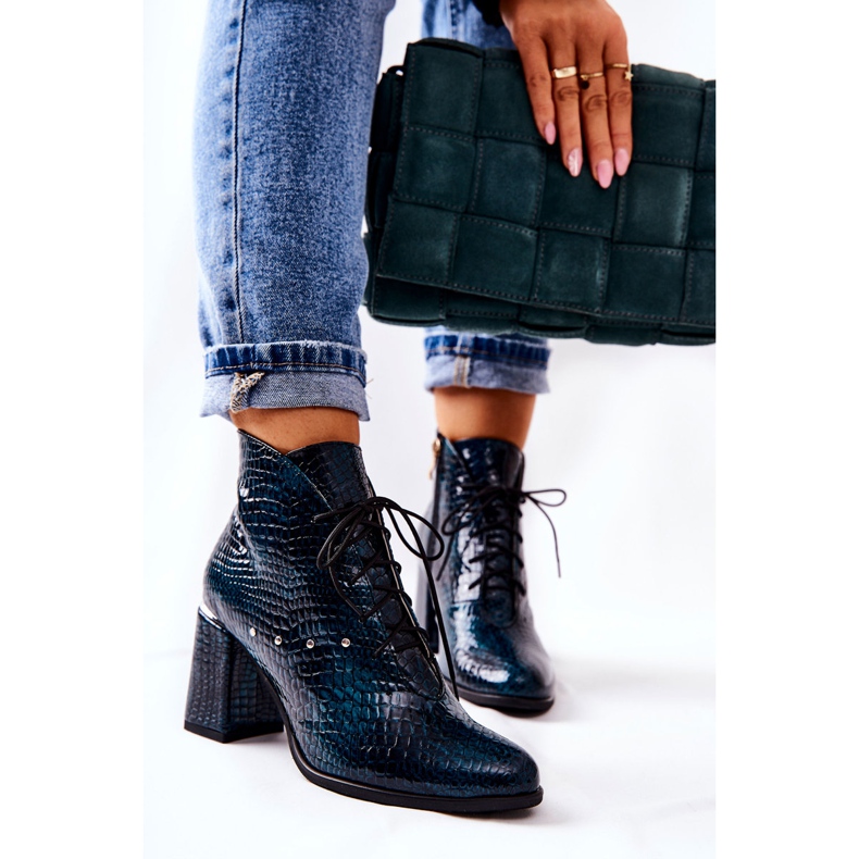 PA2 Ženske kožne čizme na petu zelene Neliko zelena 2