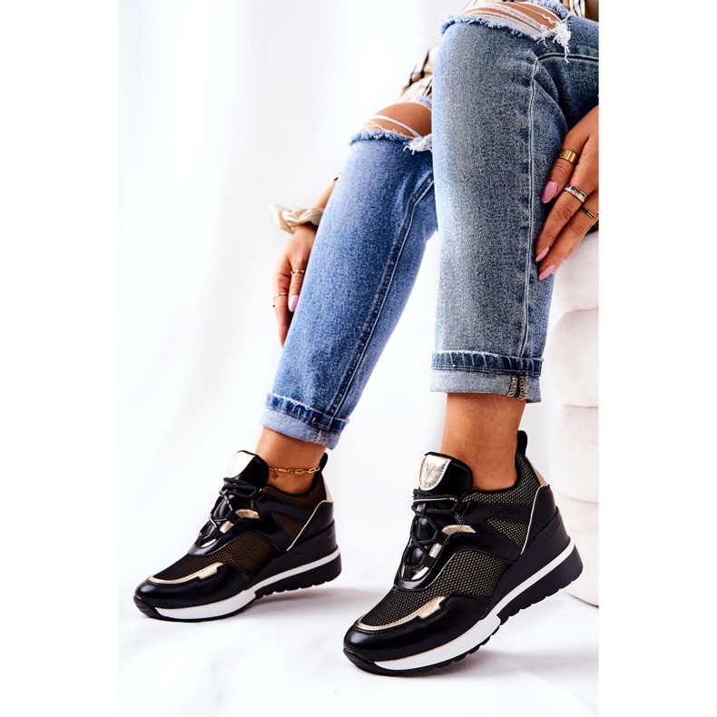 Vinceza Ženske sportske tenisice crno-zlatne Colli zlatna 1