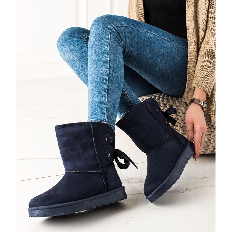 TRENDI Mukluki s mašnom mornarsko plava 1