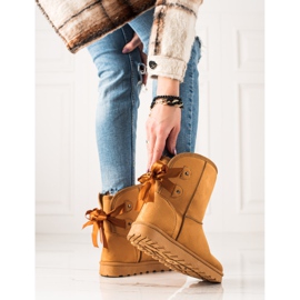 TRENDI Mukluki s mašnom žuta boja 2