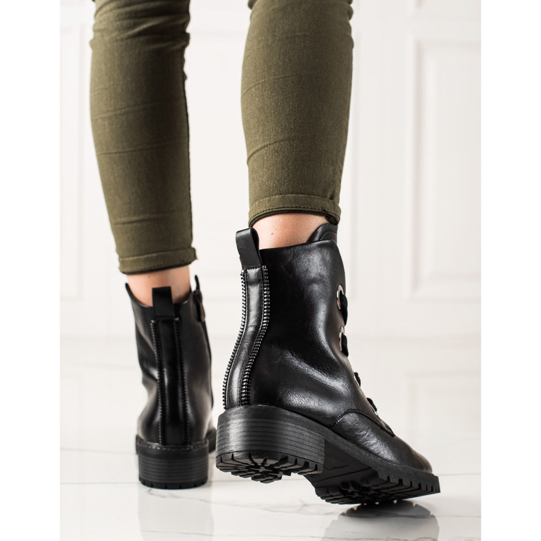 VINCEZA čizme na vezanje crna 1