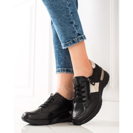 Evento Kožne tenisice s ukrasnim patentnim zatvaračem bež crno 1