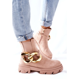 S.Barski Ženske izolirane bež Chelsea čizme s ukrasom 4