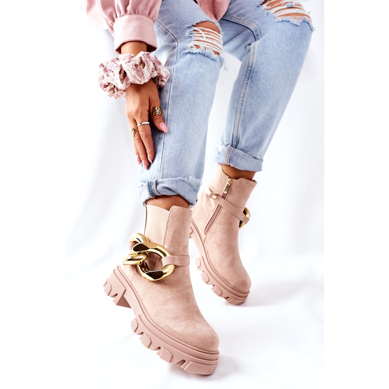 S.Barski Ženske izolirane bež Chelsea čizme s ukrasom 5