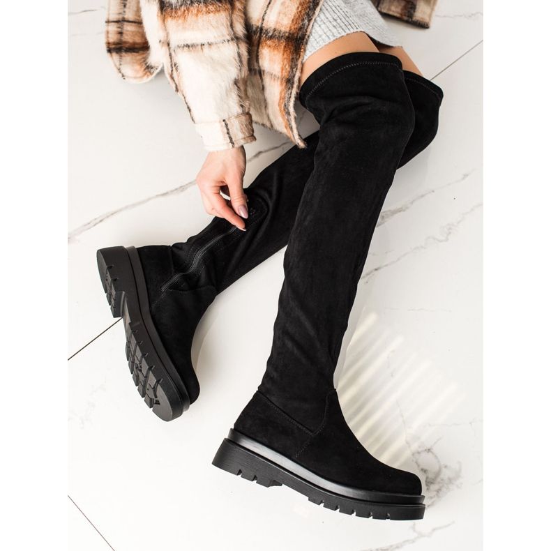 Sixth Sense Čizme od bedra od antilopa na platformi crno 1