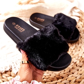 PH1 Oblikovane gumene papuče s crnim emmy krznom crno 1