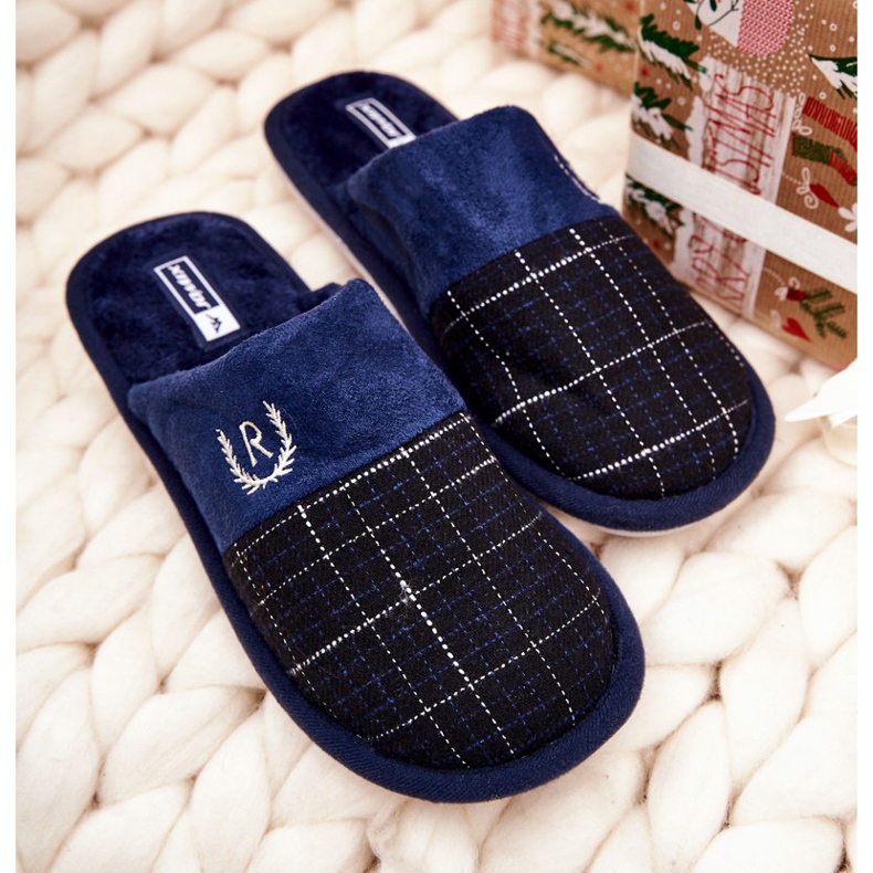 WJ1 Tople karirane papuče Navy Blue Blase tamnoplava 2