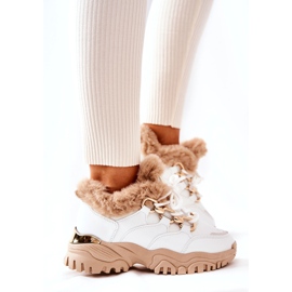 PM1 Kožne izolirane sportske cipele bijele i bež sjajne bijela 2