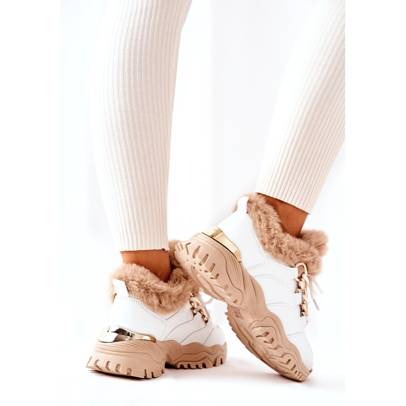 PM1 Kožne izolirane sportske cipele bijele i bež sjajne bijela 3