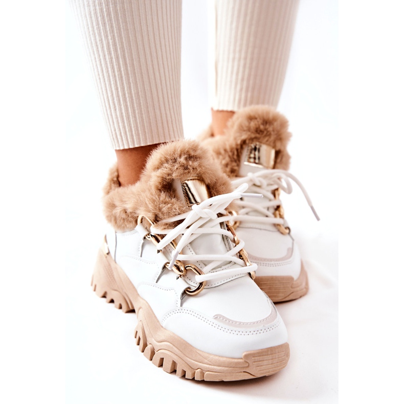 PM1 Kožne izolirane sportske cipele bijele i bež sjajne bijela 4