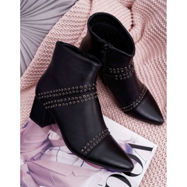 PS1 Ženske čizme na petu u špic sa zakovicama Crna Primma 5