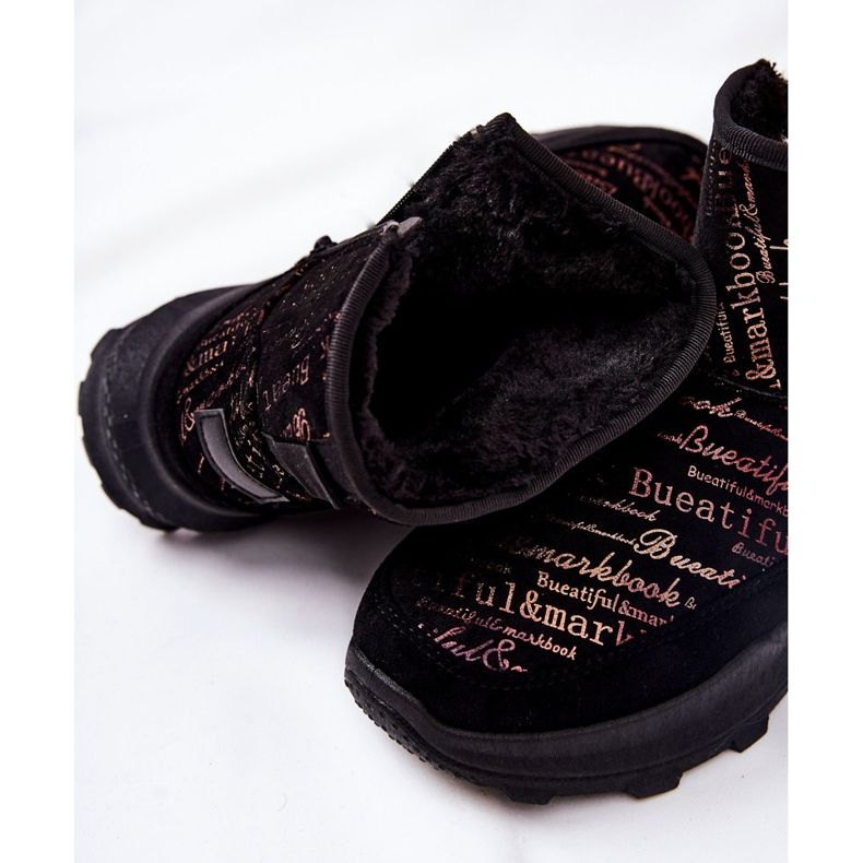 PE1 Tople čizme za snijeg s crnim printom frezije crna 1