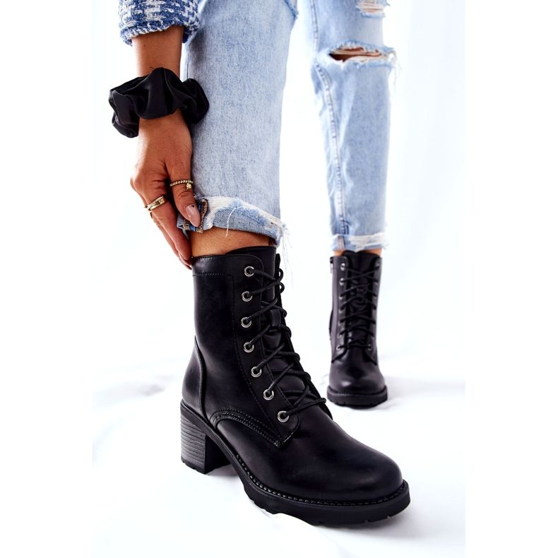 PE1 Tople crne Nerynis čizme vezane na stub crna 5