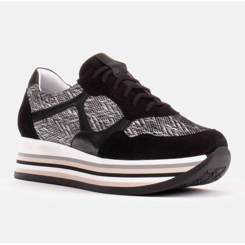 Marco Shoes Tenisice na debelom potplatu od prirodne kože bijela crna 1