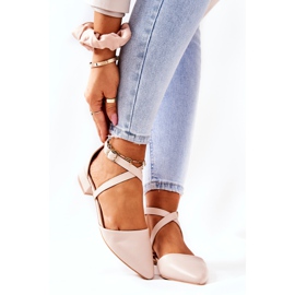 WS1 Kožne pumpice na niske pete Bež Giovanna 1