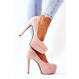 WS1 Klasične antilop visoke pete na bež glupoj platformi ružičasta 1