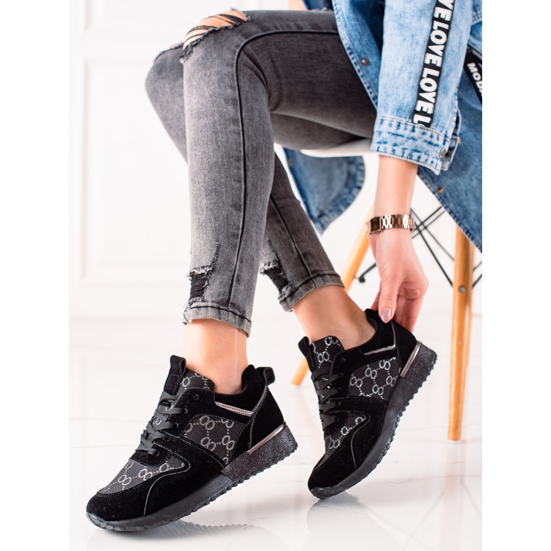 Evento Elegantne tenisice sa sjajem crno 1