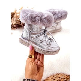 FR1 Dječje čizme za snijeg s krznom Silver Grandis srebro 3