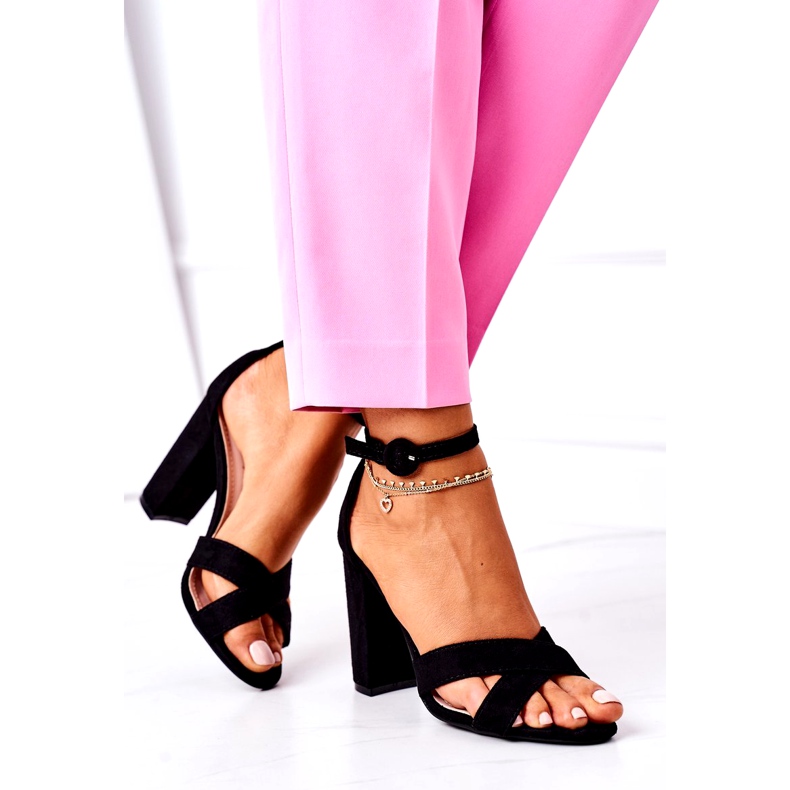 SEA Ženske sandale na petu, antilop crne boje Telmen crno 3