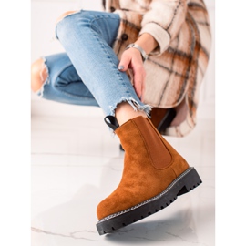 Ideal Shoes Gležnjače s platformom od brušene kože smeđa 2