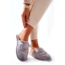 PE1 Sjajne papuče za mačiće sa sivim Kaisy ušima siva 1