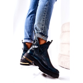 PA2 Zelene Tanya Crocodile Tople kožne čizme crna zelena 2