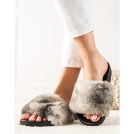TRENDI Papuče s krznom siva 1