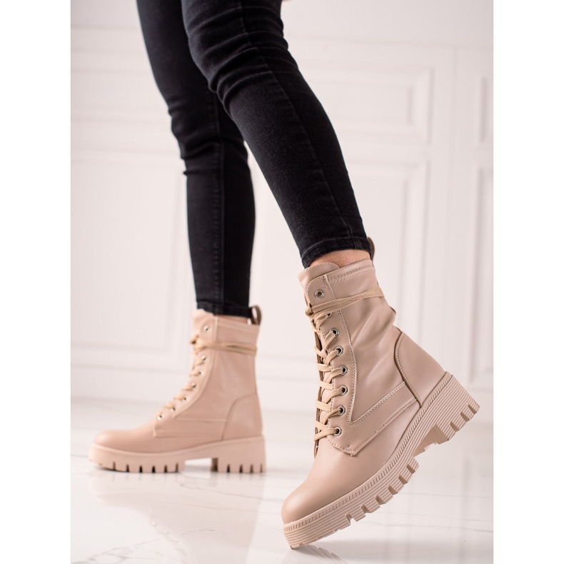 Diamantique Klasični čipkasti traperi bež 1