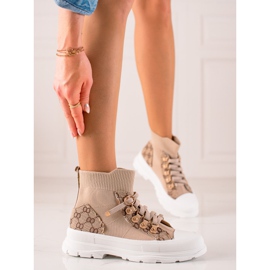 TRENDI Visoke sportske cipele bež smeđa 1