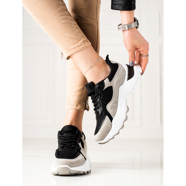 Sweet Shoes Sive i crne tenisice crna siva 2