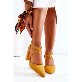 PS1 Ženske pumpice na petu u špic žutoj budućnosti žuta boja 1
