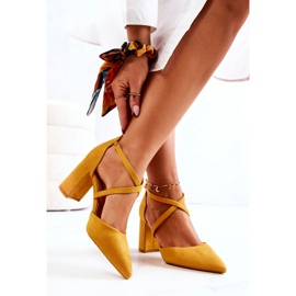 PS1 Ženske pumpice na petu u špic žutoj budućnosti žuta boja 2