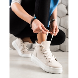 Renda Visoke tenisice s eko kožom bež 1