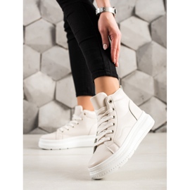 Renda Visoke tenisice s eko kožom bež 2