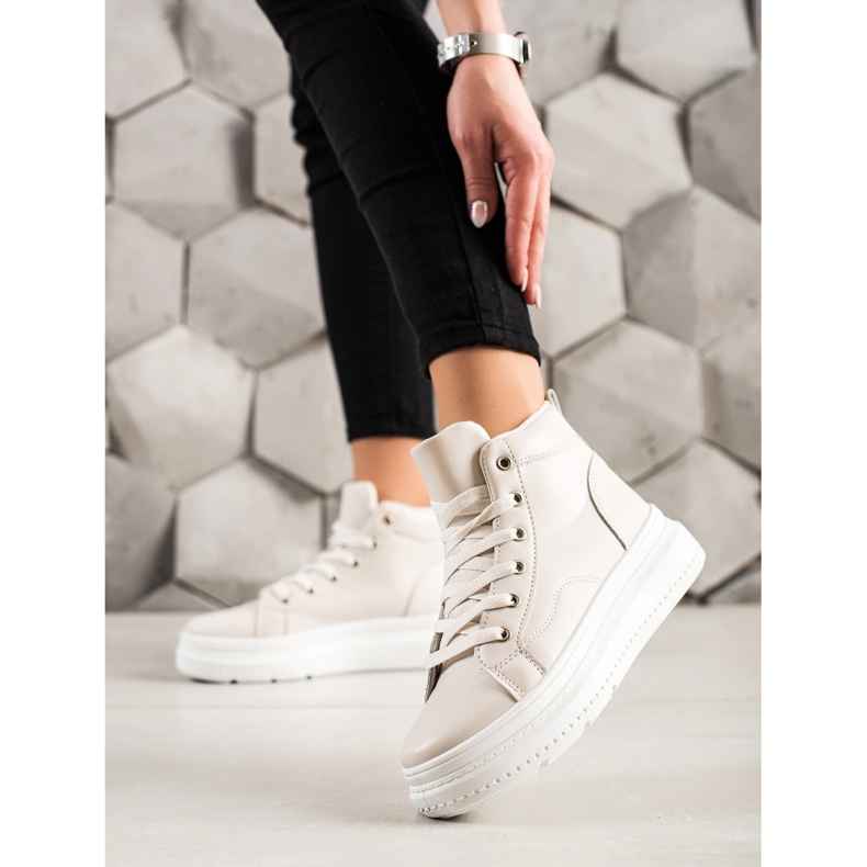 Renda Visoke tenisice s eko kožom bež 2