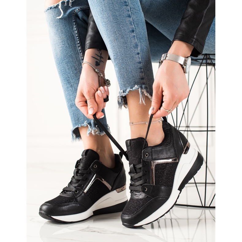 TRENDI Lagane tenisice na klin crna 1