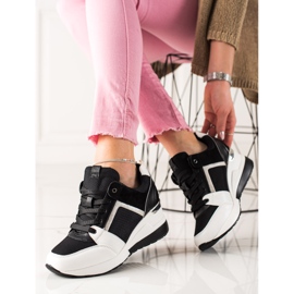 TRENDI Lagane tenisice na klin bijela crna 1