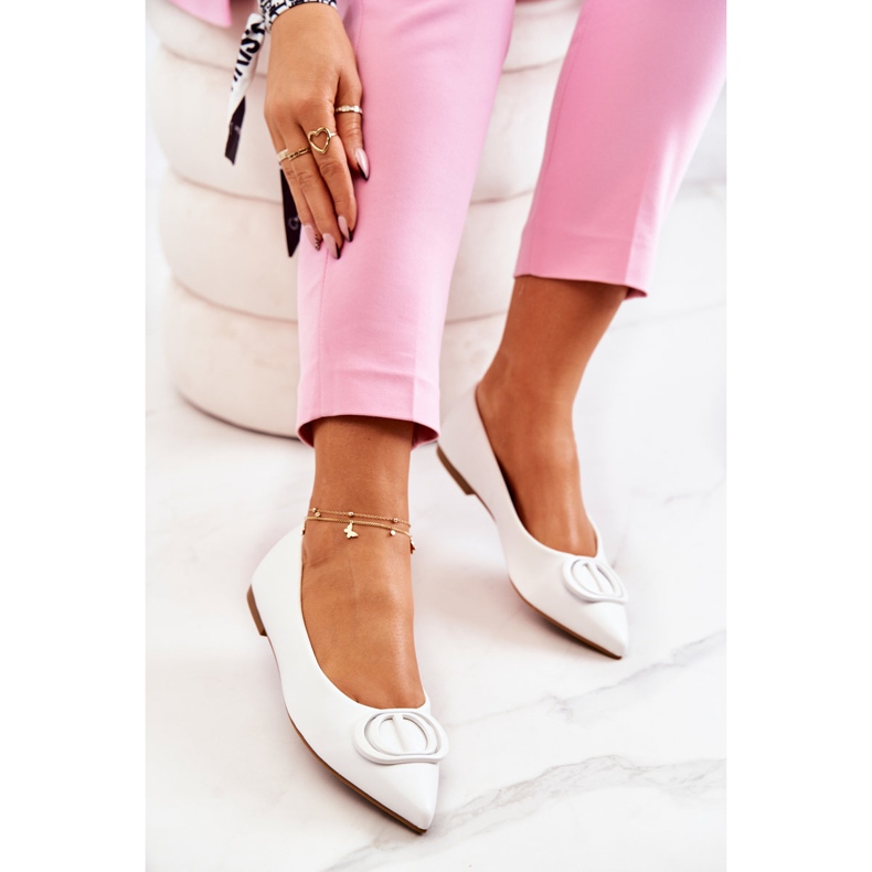 PS1 Kožne balerine u špic bijeloj Rachelle bijela 1