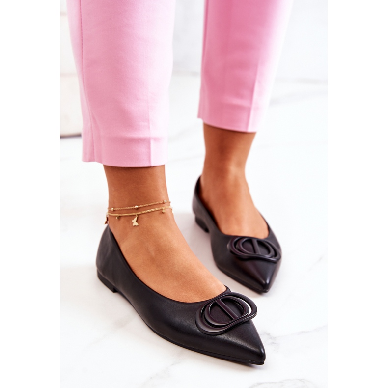 PS1 Kožne balerine u špic crnoj Rachelle 1