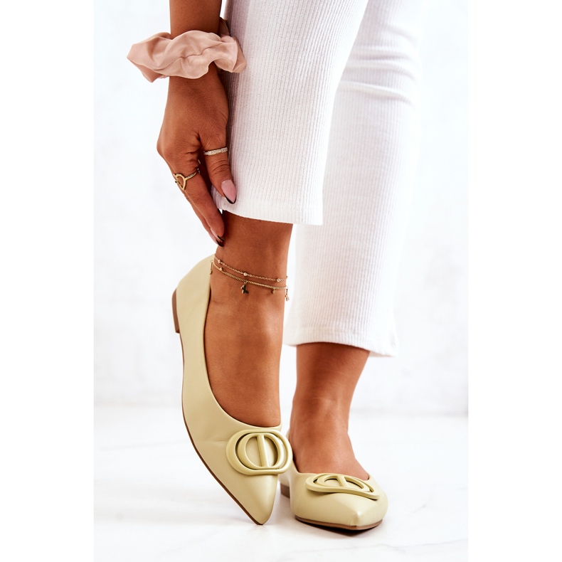 PS1 Kožne balerine u Rachelleinom svijetlozelenom špicu zelena žuta boja 2