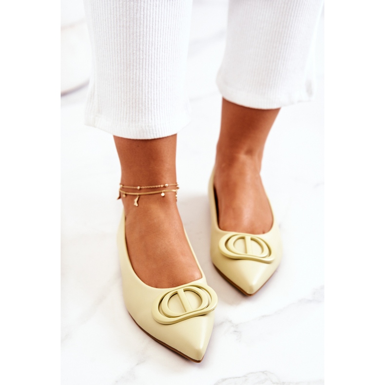 PS1 Kožne balerine u Rachelleinom svijetlozelenom špicu zelena žuta boja 1