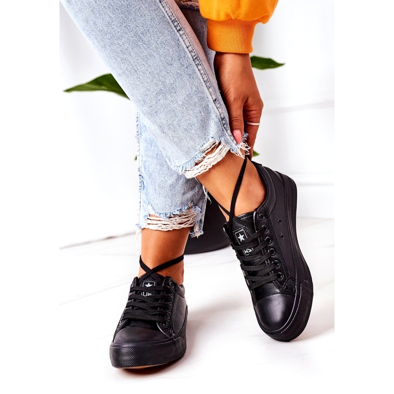 News Ženske crne tenisice od eko kože 21SP02-1200 crna 1