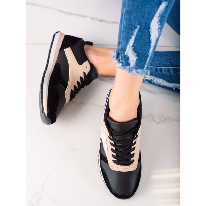 TRENDI Ležerne sportske cipele bež crno 1