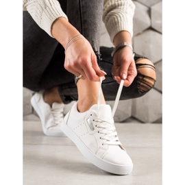 TRENDI Lagane sportske cipele od eko kože bijela srebro 1