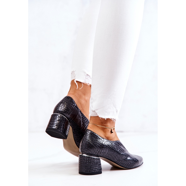 PA2 Kožne cipele od zmijske kože Alissa tamno sive siva 1