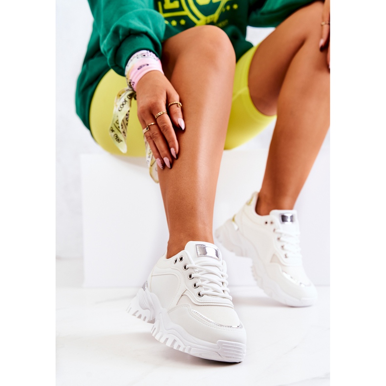 FS2 Tenisice na platformi Bijela Sallie srebro 2