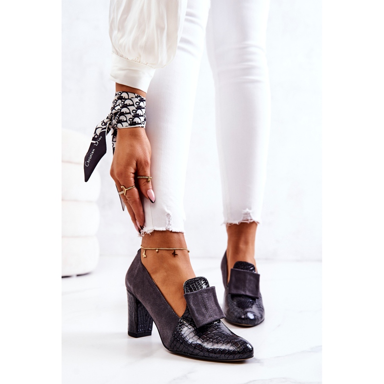 PA2 Suede pumpe od zmijske kože Siva Kathleen 2